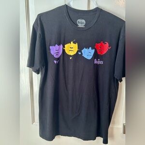 The Beatles Black Tee with Colorful Faces